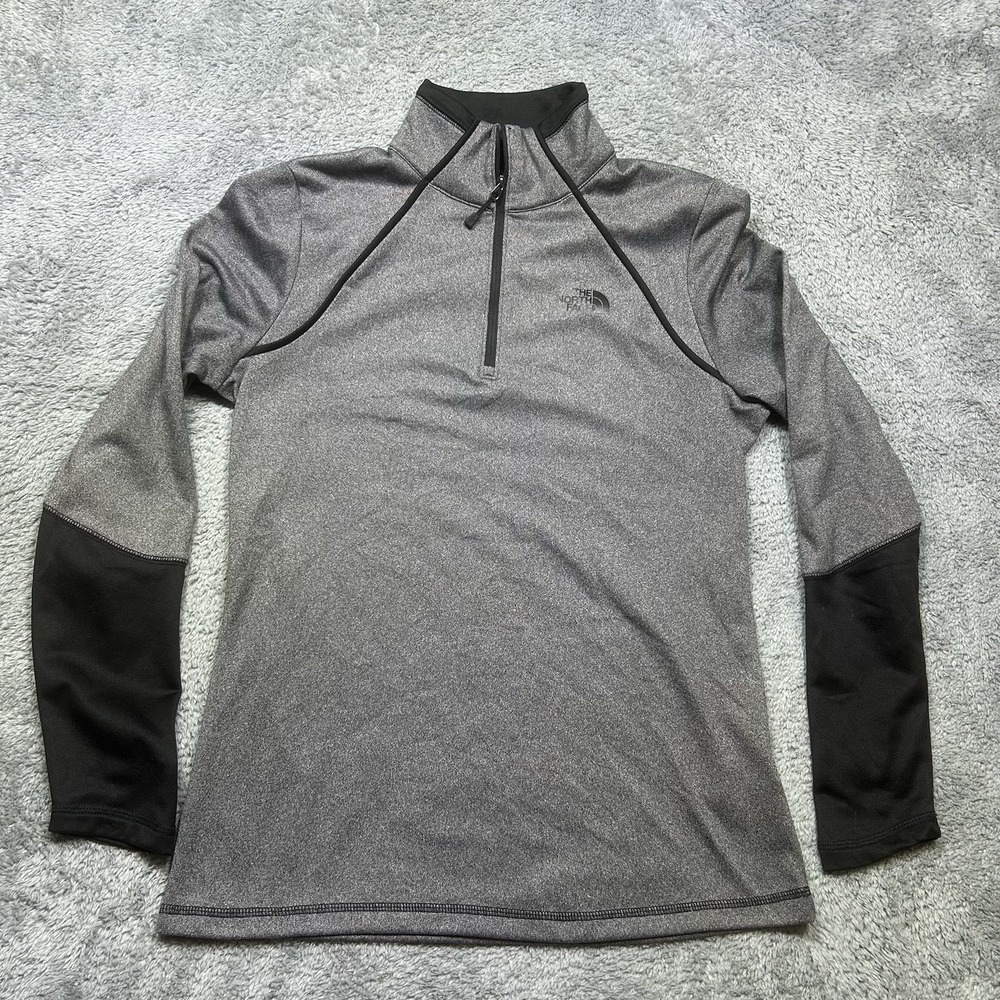 The North Face 1/4 Zip Performance Top Women's M Gray & Black Running Outdoor